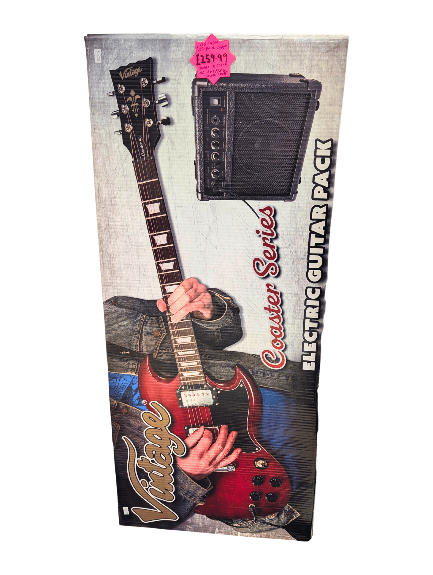 Vintage Coaster Series Electric Guitar Pack- Black