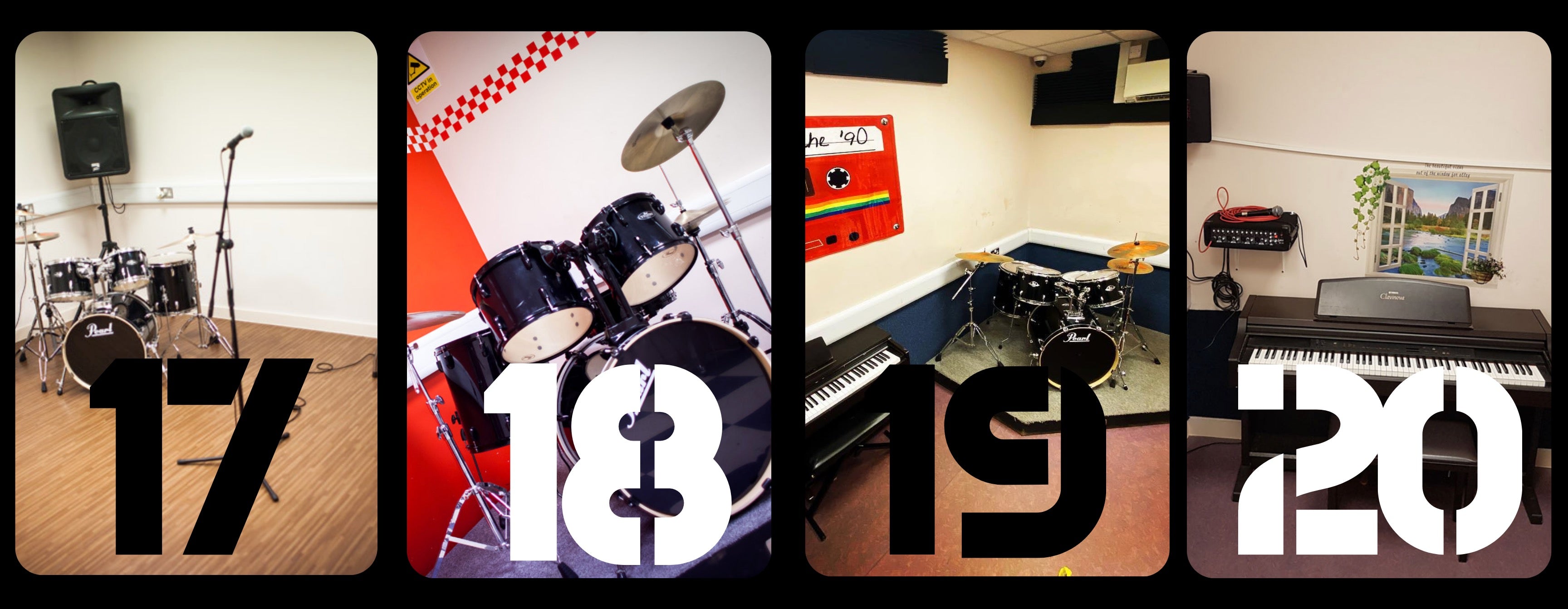 studios 17 to 20 showing band and solo rehearsal rooms